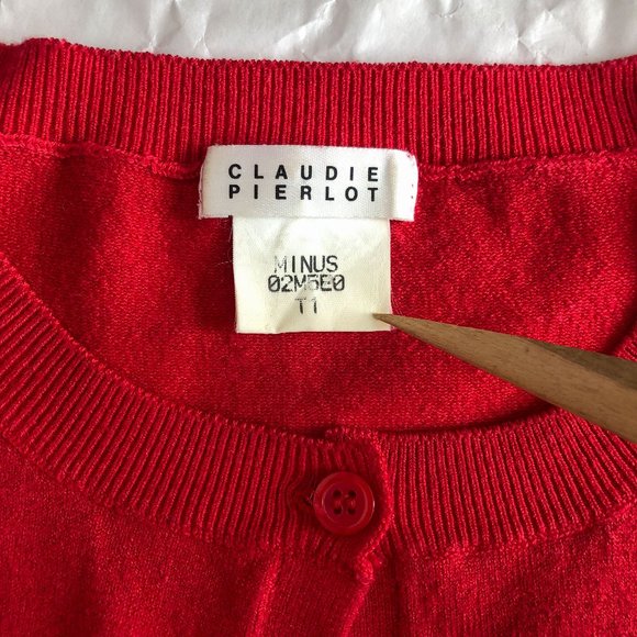 vintage late 90s CLAUDIE PIERLOT red twin-set Sz T1 - Picture 4 of 8